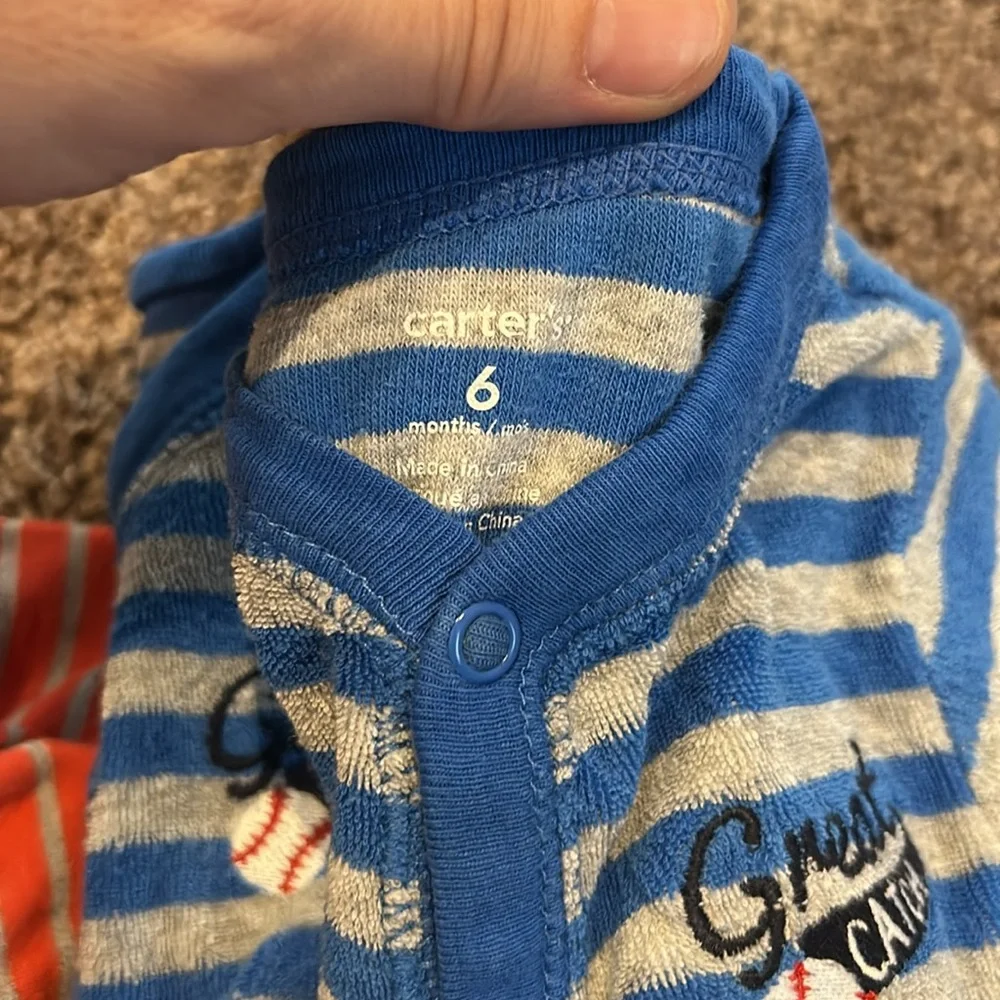 Babyboy 6m matching twins button up footies and tshirt bundle!